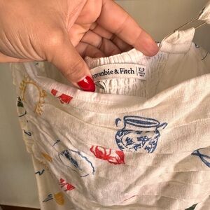 Abercrombie & Fitch Cream Print Emerson Dress with Blue and Red Pattern